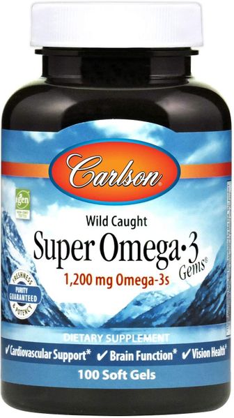 

Рыбий жир Wild Caught Super Omega·3 Gems Fish Oil Carlson Labs 1200 мг 100 капсул (CAR119)