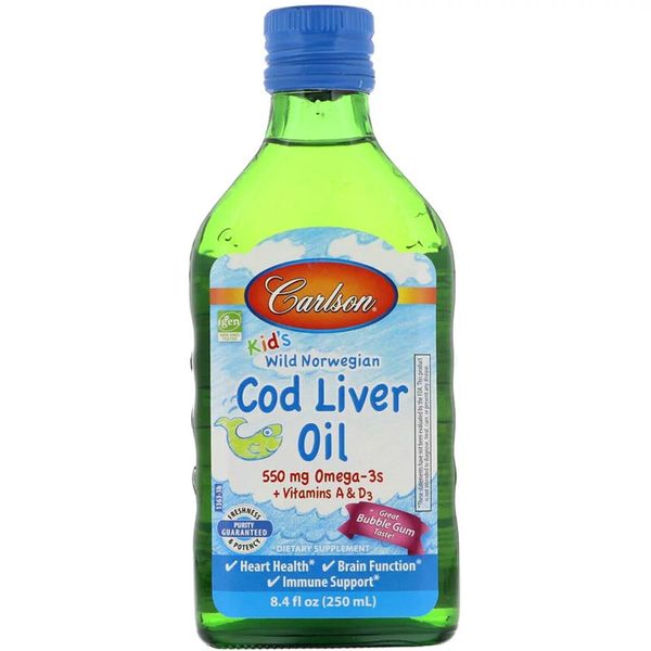 

Рыбий жир из печени трески для детей Norwegian Cod Liver Oil for Kids Carlson Labs жевачка 250 мл (CAR105)