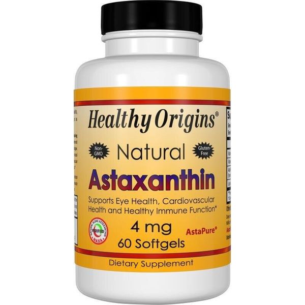 

Астаксантин Astaxanthin Healthy Origins 4 мг 60 гелевых капсул (HO058)