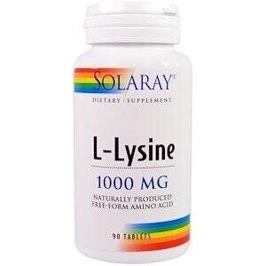 

Лизин L-Lysine Solaray 1000 мг 90 таблеток (SR028)