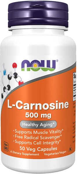 

L-Карнозин L-Carnosine Now Foods 500 мг 50 капсул (NF073)