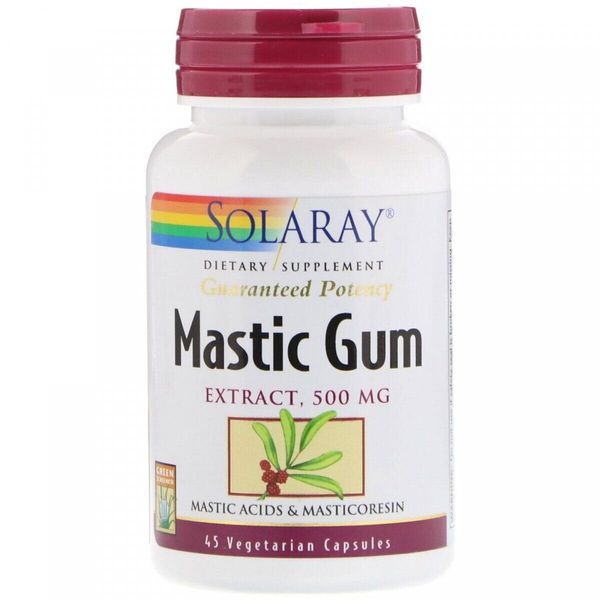 

Смола мастикового дерева Mastic Gum Solaray 500 мг 45 капсул (SR107)