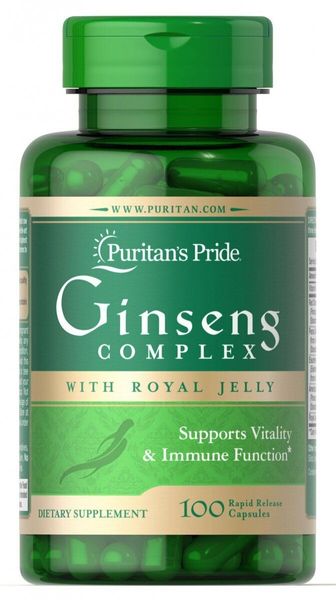 

Комплекс женьшеня с маточным молочком Ginseng Complex with Royal Jelly Puritan's Pride 1000 мг 100 капсул (PP409)