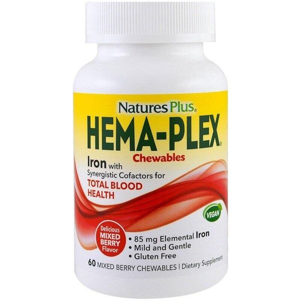 

Комплекс для підтримки здоров'я крові Hema-Plex Iron Nature's Plus суміш ягід 60 таблеток (NP076)