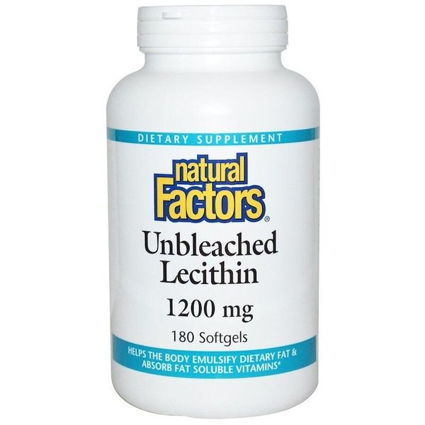 

Лецитин Unbleached Lecithin Natural Factors 1200 мг 180 капсул (NFA022)