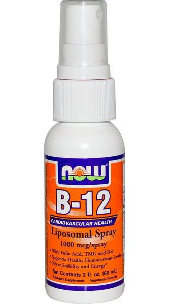 

Витамин В12 Vitamin B-12 Now Foods липосомальный спрей 1000 мкг 59 мл (NF010)