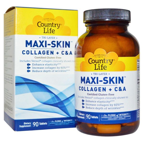 

Коллаген + Витамины Collagen + С&А Maxi-Skin Country Life 90 таблеток (COL003)