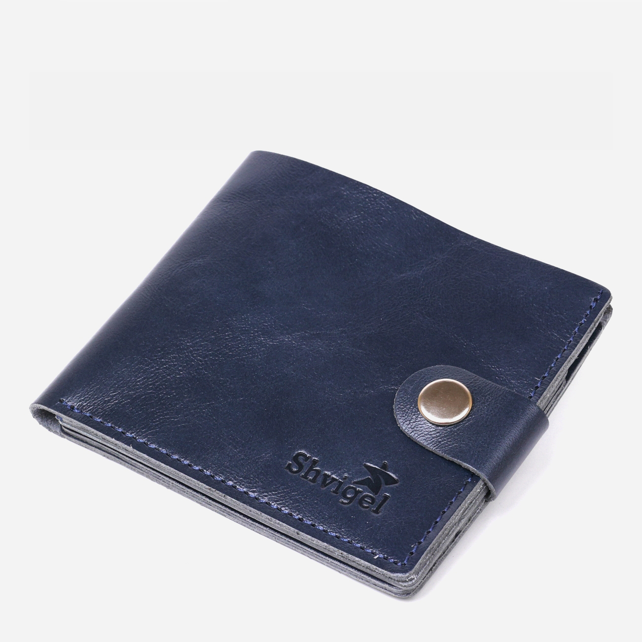 

Мужское портмоне кожаное Shvigel leather-16465 Синее
