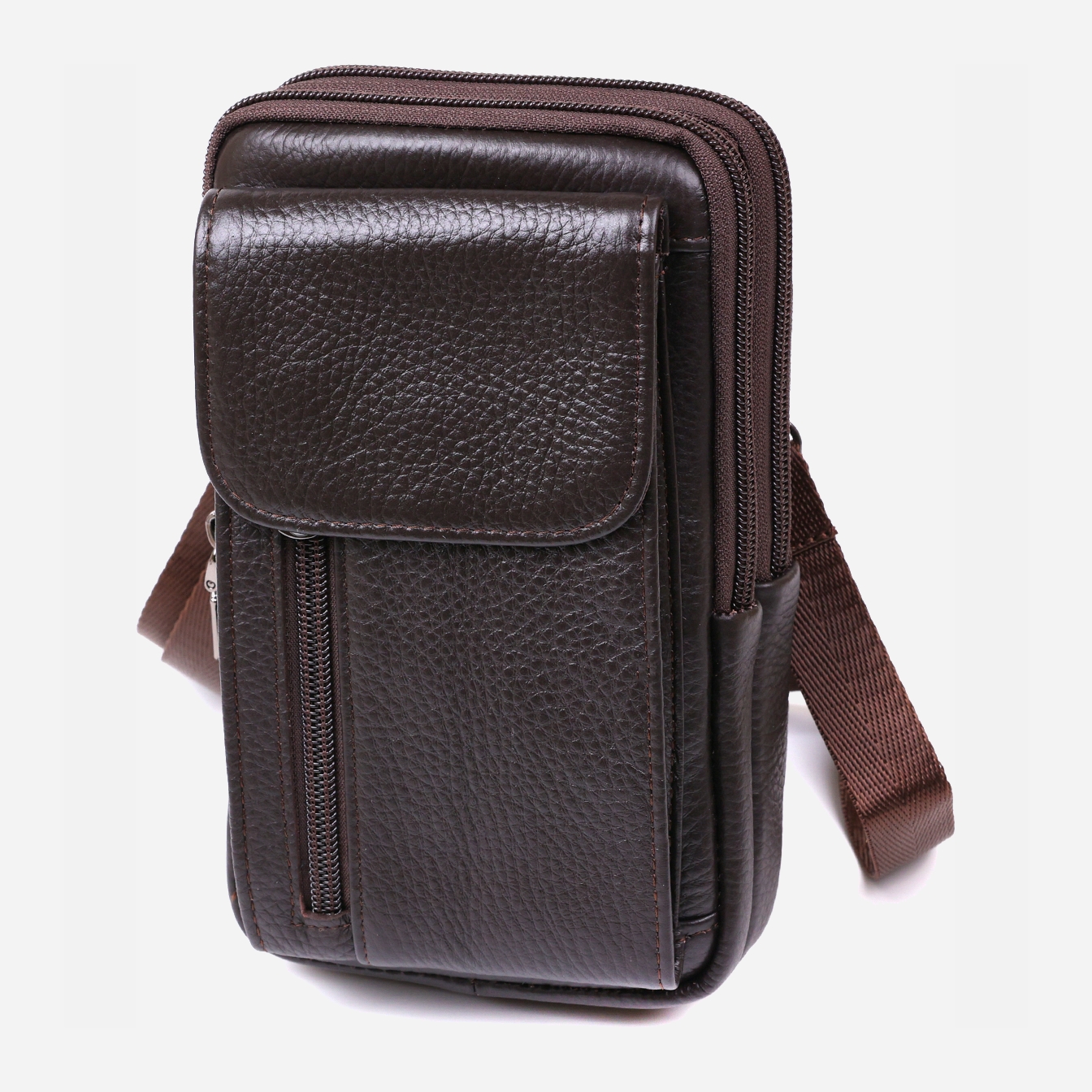 

Мужская поясная сумка кожаная Vintage leather-20479 Коричневая