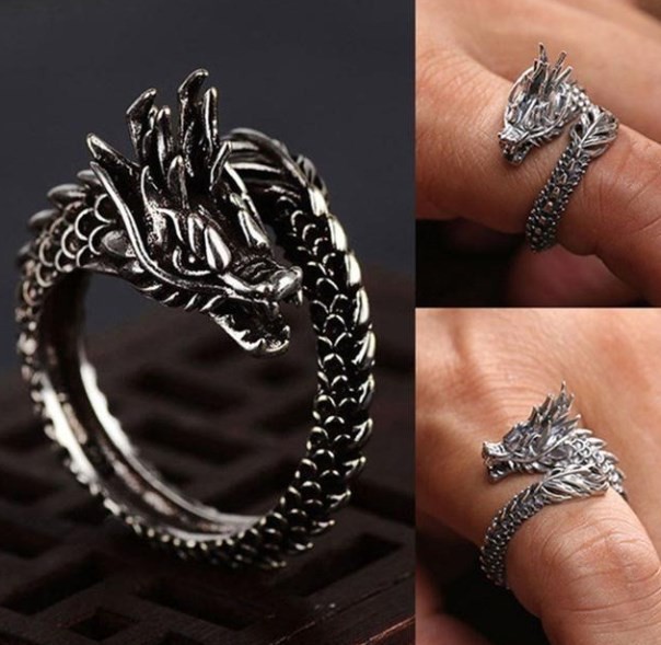 

Кольцо дракон размер регулируется без бренда серебро JEW-158