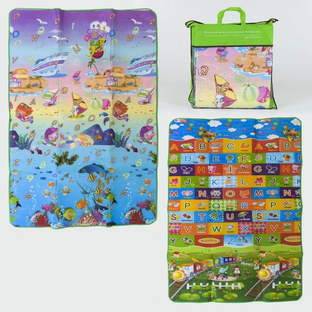 

Детский коврик двухсторонний 180*120 см развивающий в сумке Play mat (T-36553)