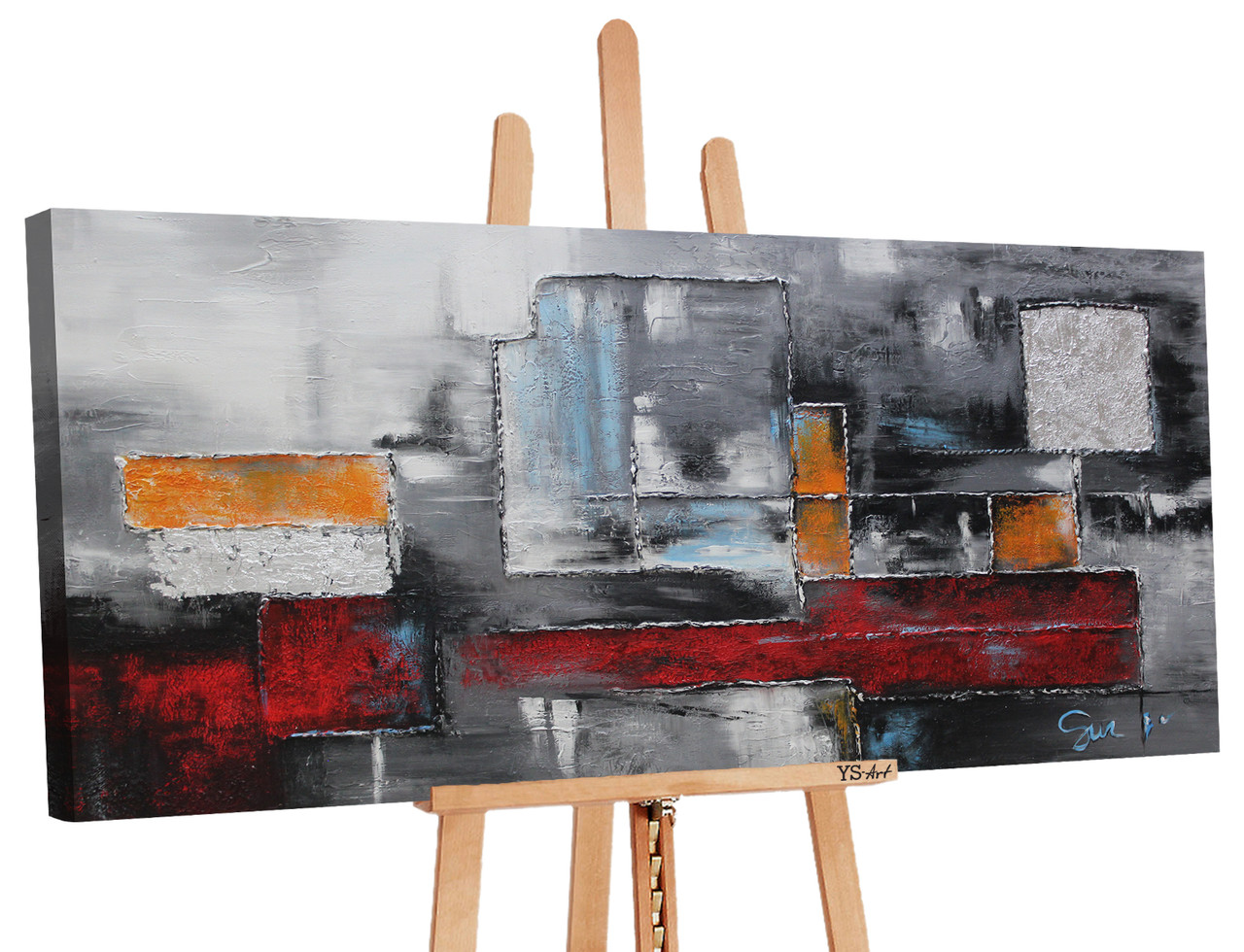 

Картина ручной работы разноцветная в стиле абстракции, акриловыми красками на холсте, «Абстракция», 120×60 см