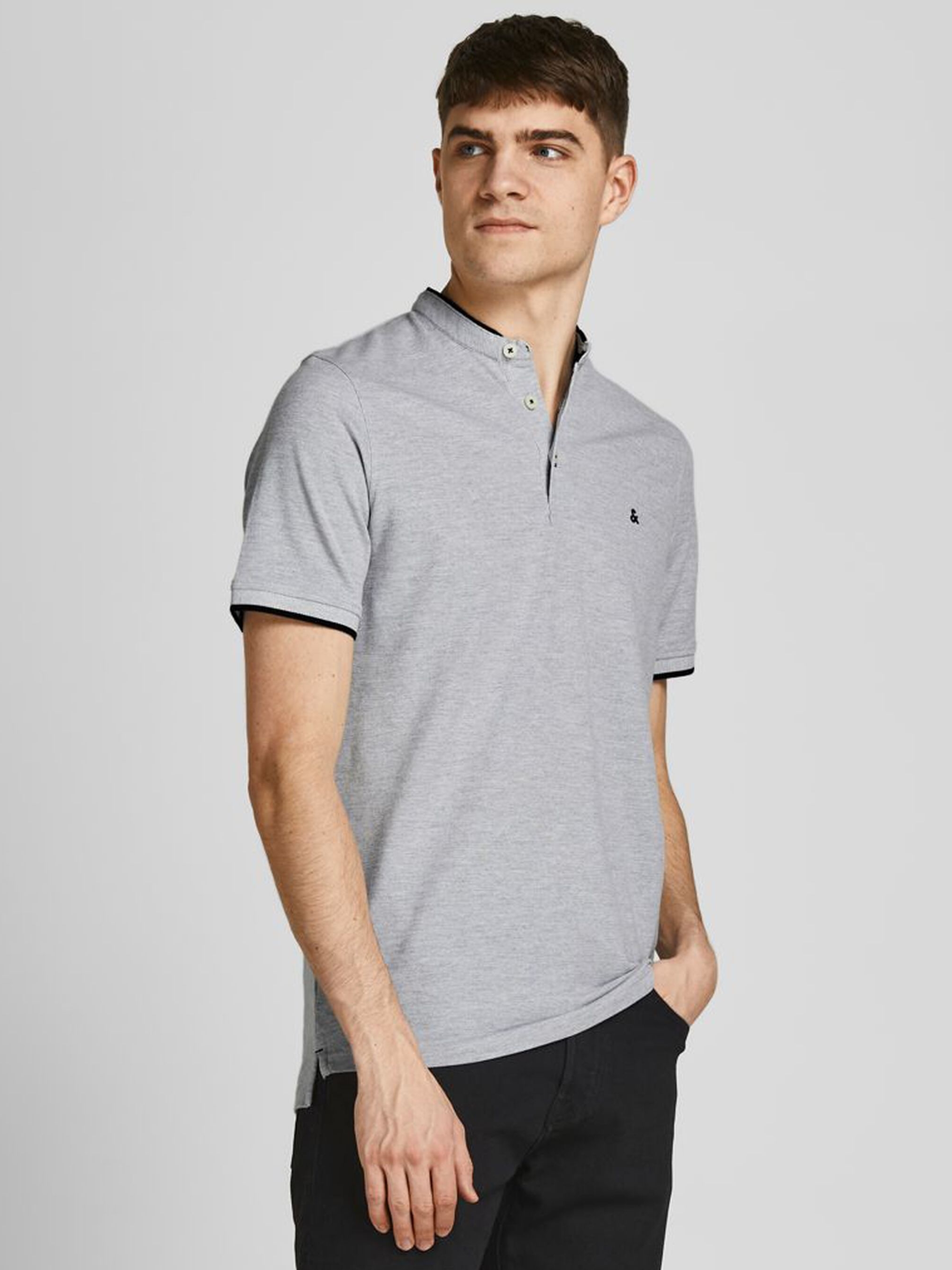 

Поло Jack & Jones 12199711  Light grey melange, Поло Jack & Jones 12199711 L Light grey melange