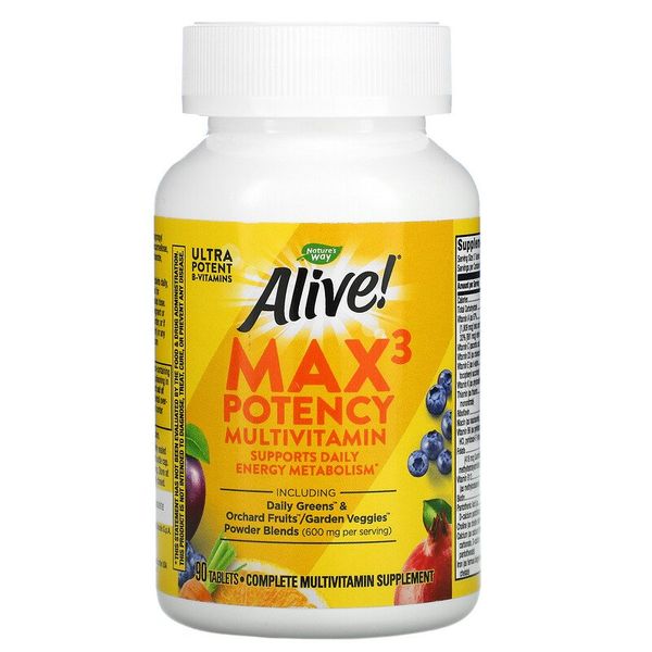 

Мультивитамины с железом Alive! Max3 Daily Multivitamin Nature's Way 90 таблеток (NW111)