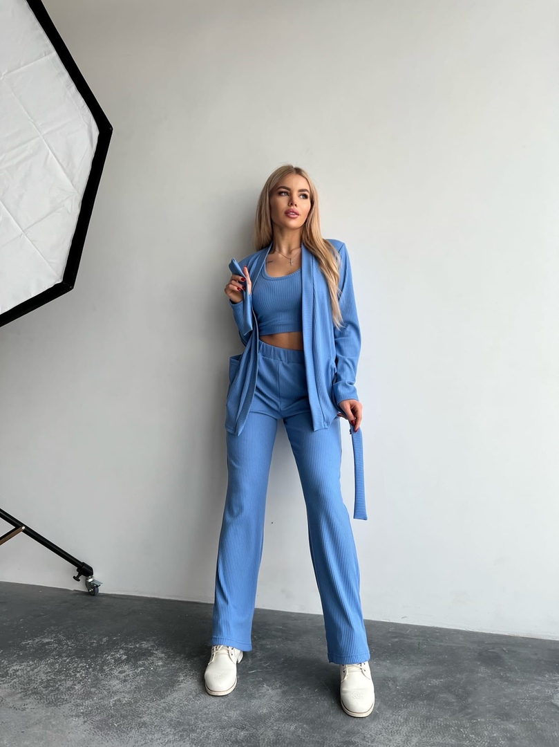

Женский трикотажный костюм тройка Le'Katrin 451-3XL Джинсовый