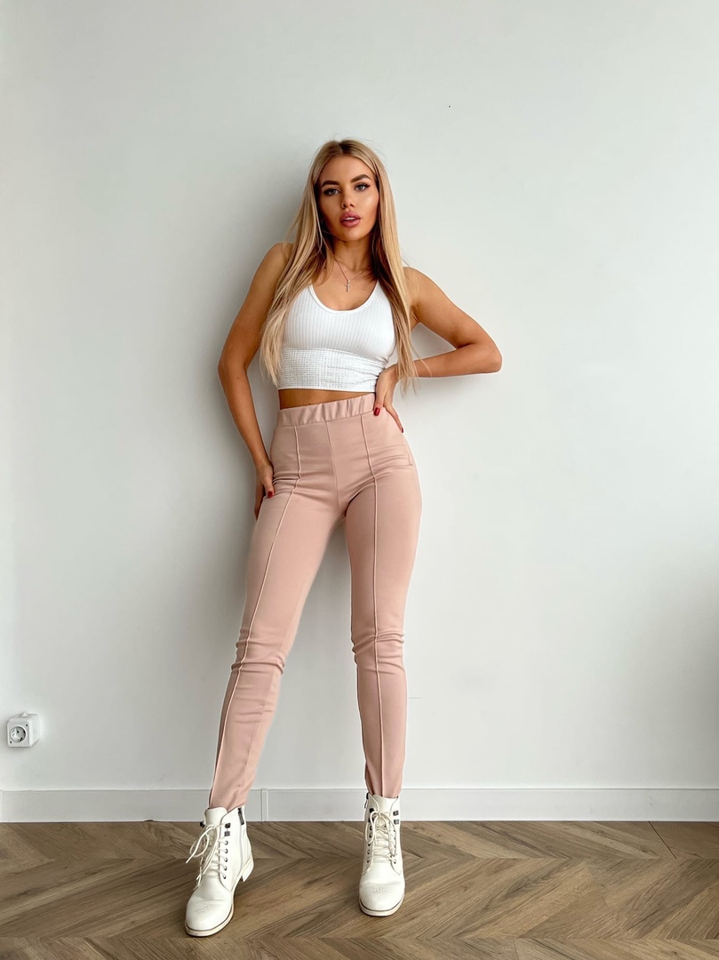 

Женские трикотажные брюки Le'Katrin 459-2XL Бежевый