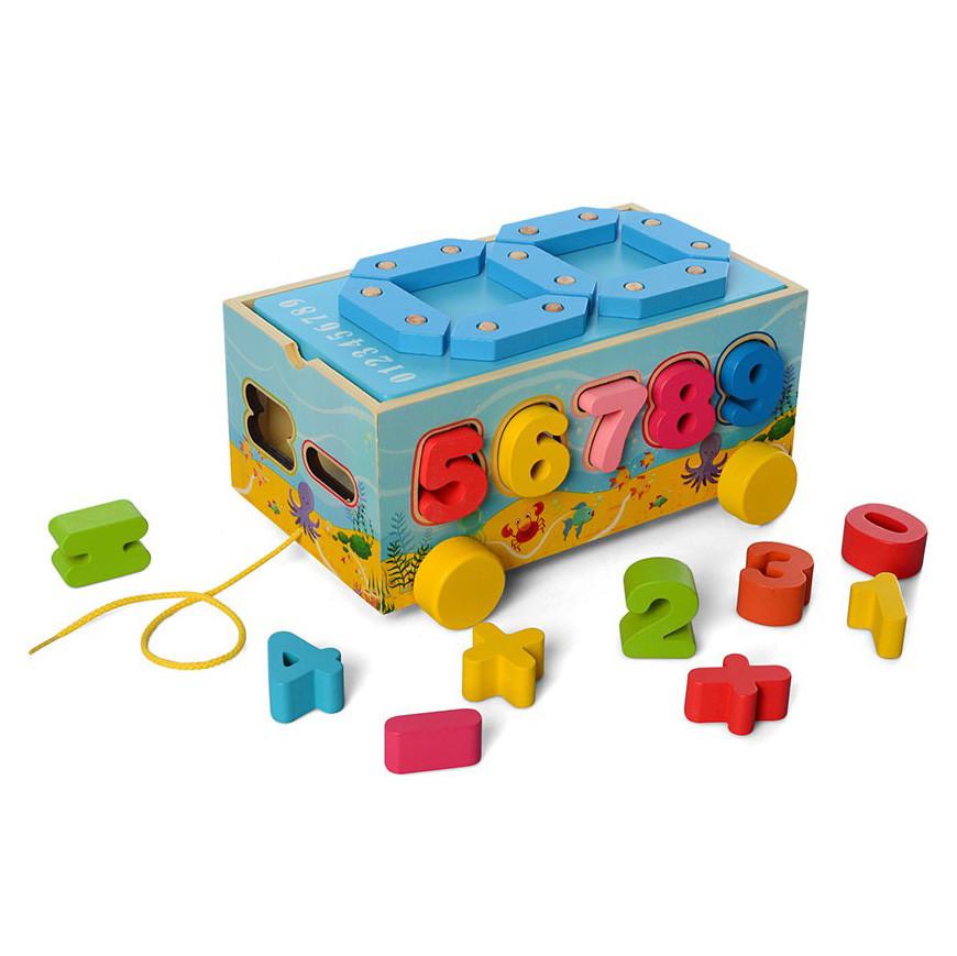 

Деревянная игрушка Центр развивающий MD 2609 сортер, геометрика Цифры