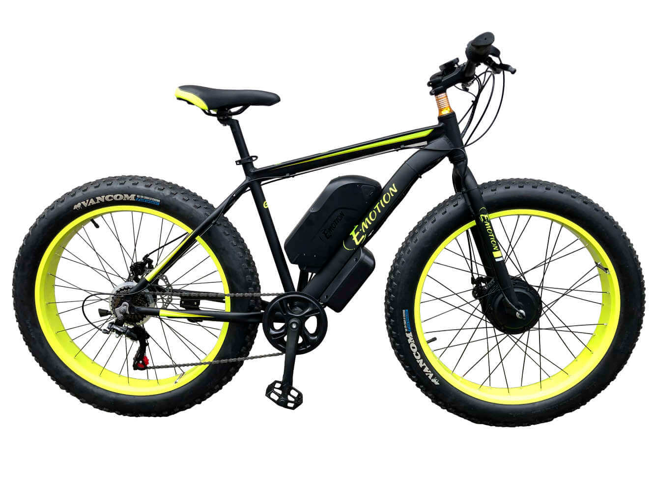 

Электровелосипед передний привод E-MOTION FATBIKE GT 48V 16AH 750W FRONT 26" / рама 19" чёрно-жёлтый (EPPGT48151000-BY)