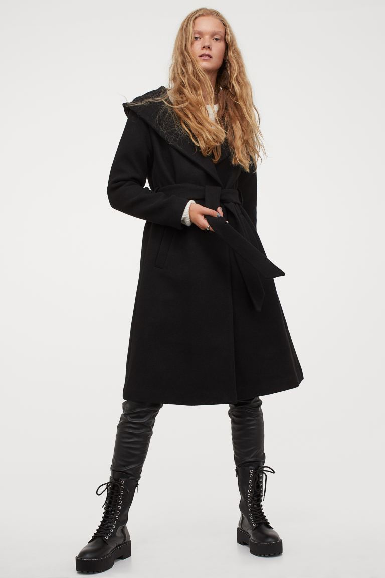 

Пальто с капюшоном H&M  Черный, Пальто с капюшоном H&M XS Черный