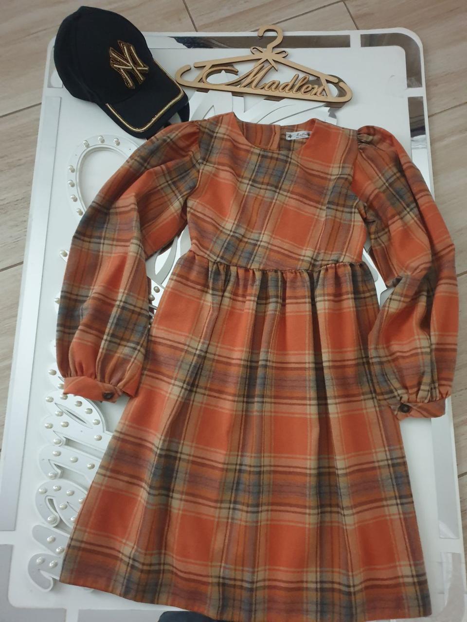

Платье подростковое Madlen в клетку 164 терракотовое