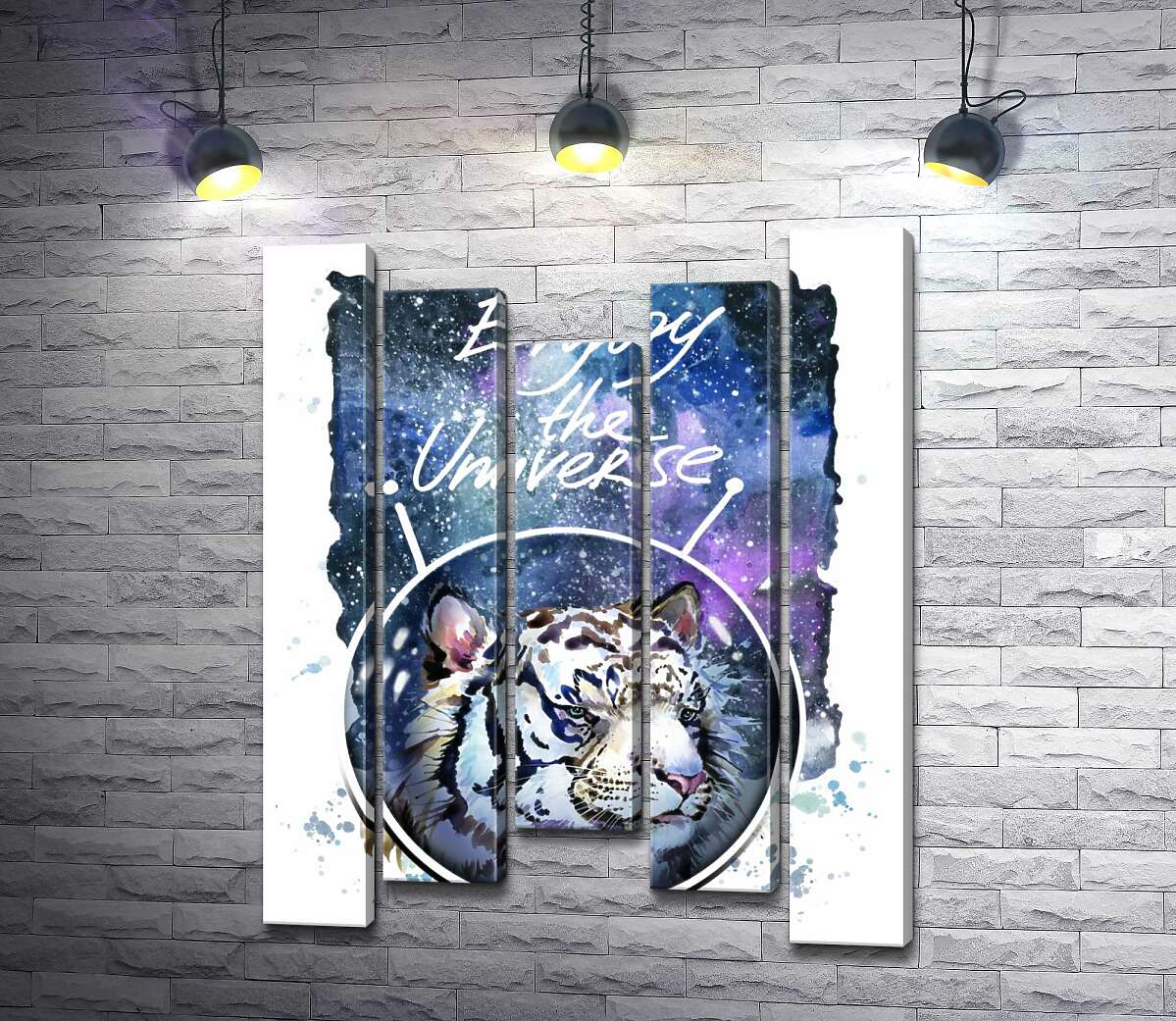 

Модульная картина ArtPoster Белый тигр с надписью "Enjoy the Universe" 130x168 см Модуль №28