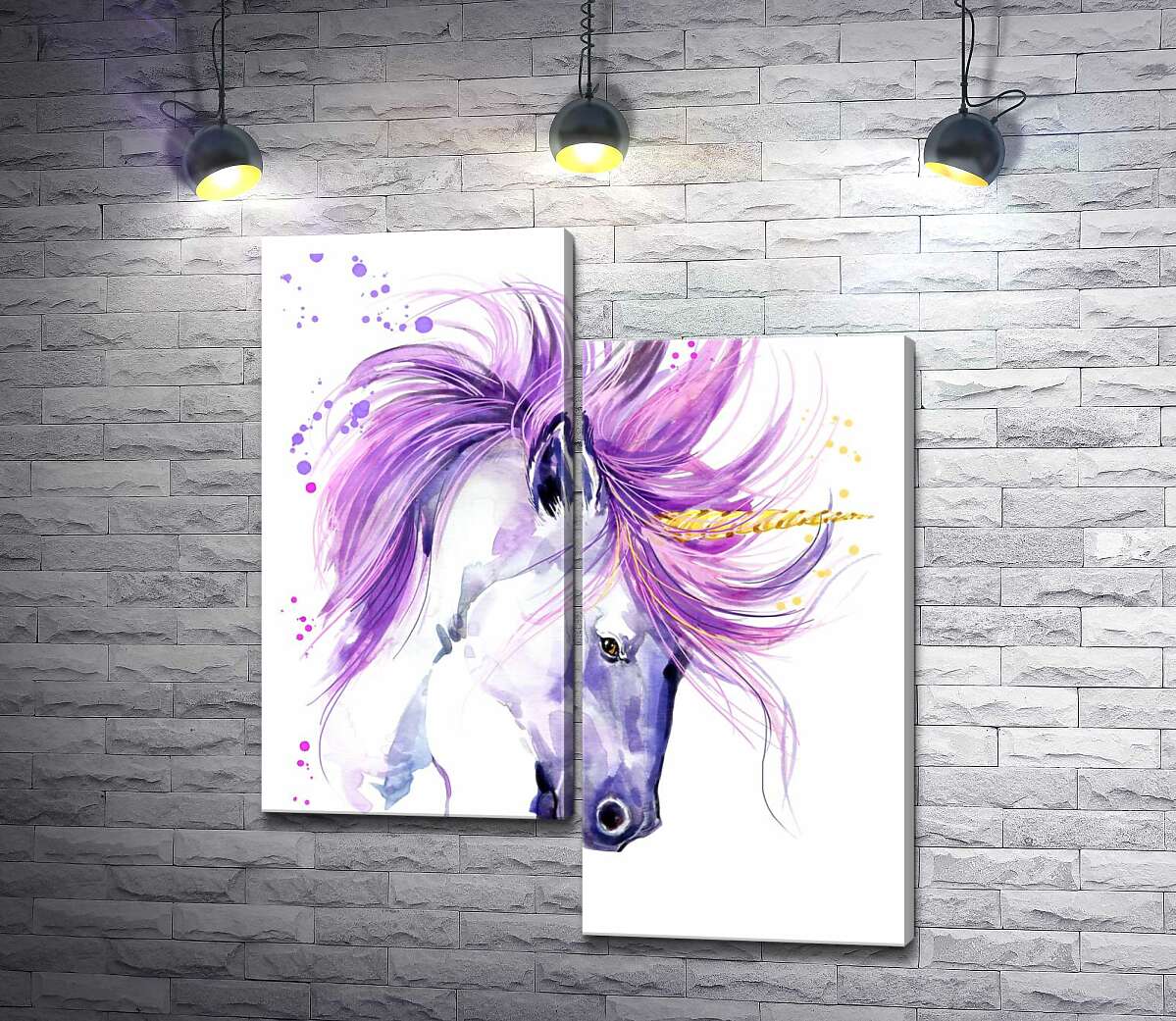 

Модульная картина ArtPoster Белый единорог с фиолетовой гривой 130x155 см Модуль №5