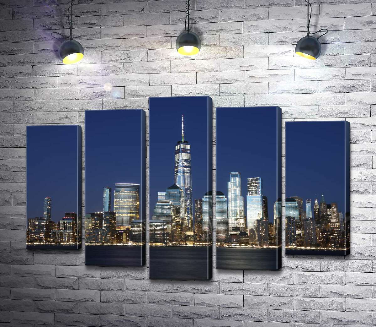 

Модульная картина ArtPoster Вид на ночные небоскребы Джерси-Сити (Jersey City) из вод реки Гудзон (Hudson River) 130x88 см Модуль №26
