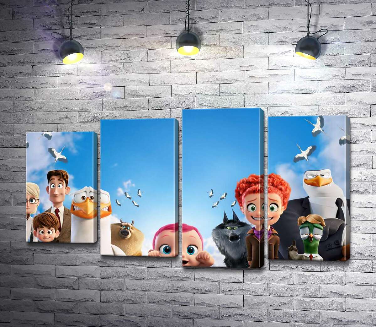 

Модульная картина ArtPoster Веселый постер с персонажами мультфильма "Аисты" 100x58 см Модуль №21