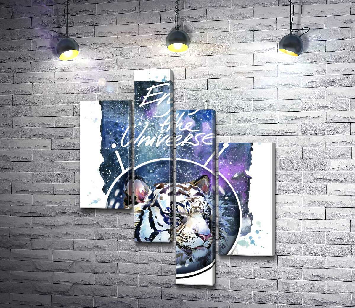 

Модульная картина ArtPoster Белый тигр с надписью "Enjoy the Universe" 130x167 см Модуль №20
