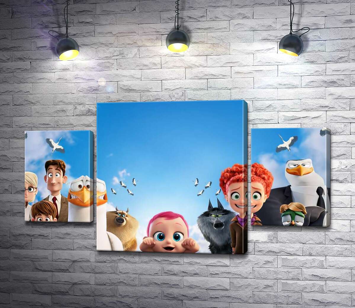 

Модульная картина ArtPoster Веселый постер с персонажами мультфильма "Аисты" 80x45 см Модуль №7
