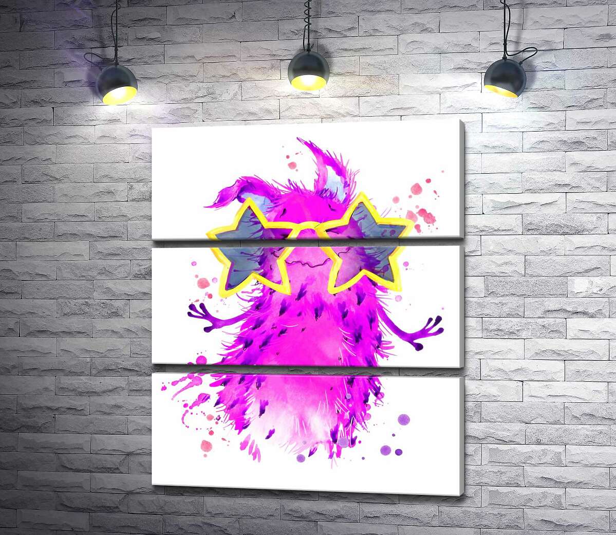 

Модульная картина ArtPoster Веселый розовый монстр танцует в очках 51x60 см Модуль №13