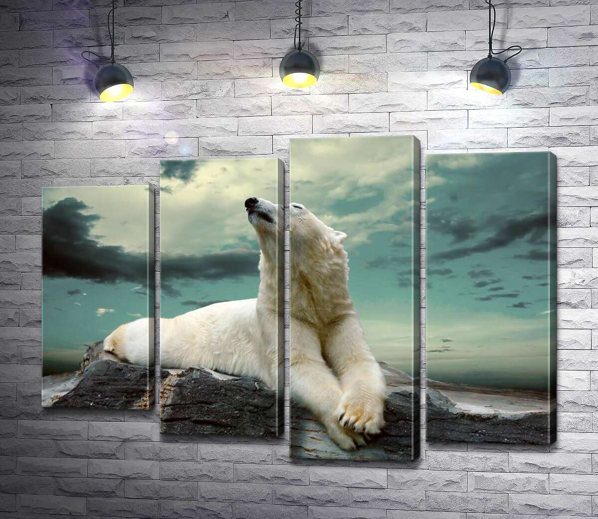 

Модульная картина ArtPoster Белый медведь отдыхает на камне 132x94 см Модуль №21