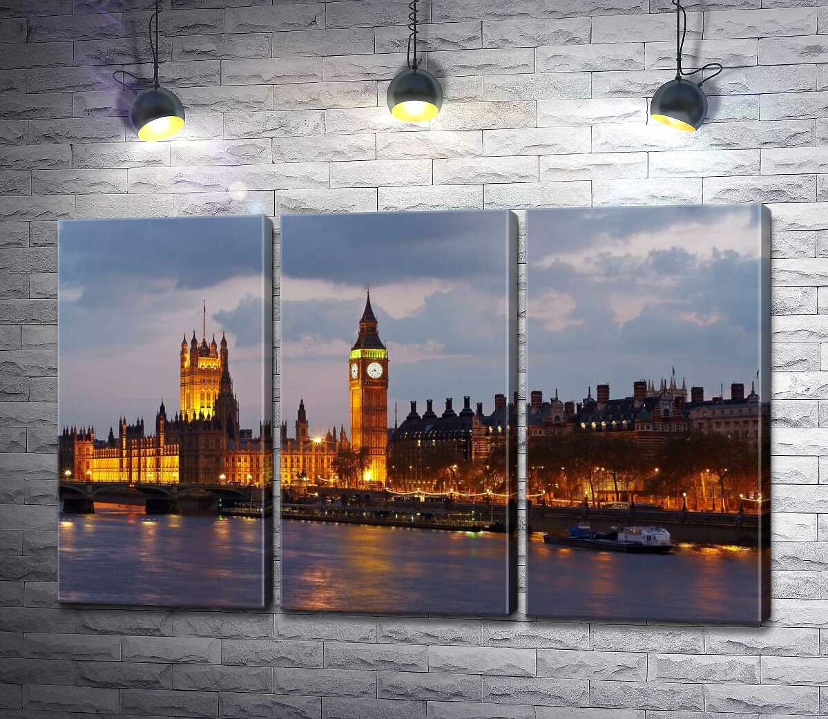 

Модульная картина ArtPoster Вечерняя набережная Темзы сияет огнями Вестминстерского дворца (Palace of Westminster) 60x38 см Модуль №11