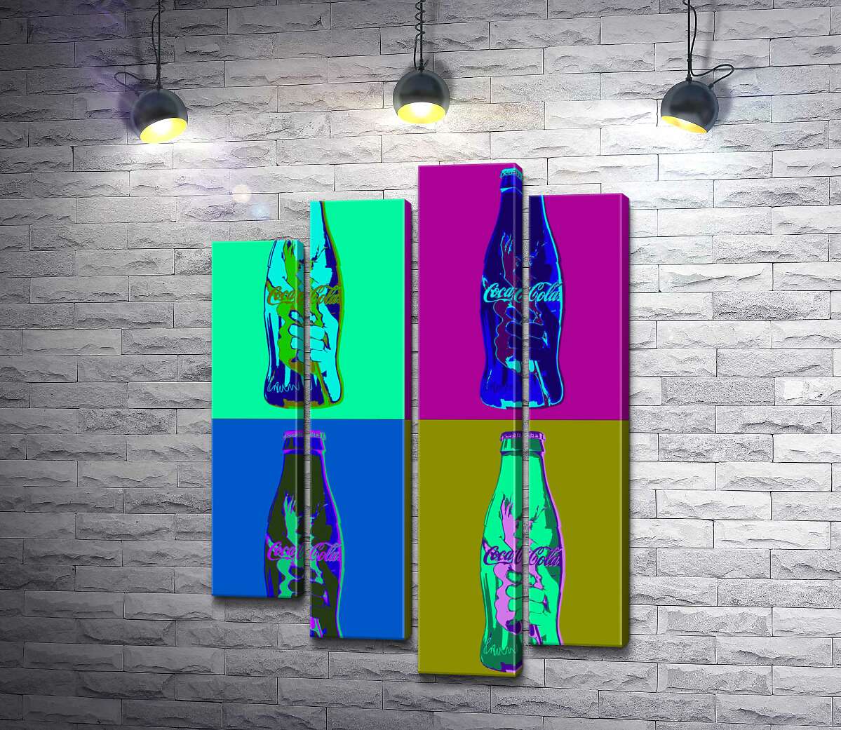 

Модульная картина ArtPoster Бутылки "Кока-колы" (Coca-cola) в неоновых цветах 100x144 см Модуль №21