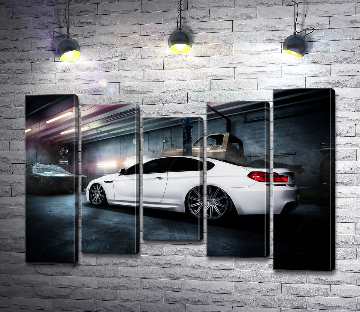 

Модульная картина ArtPoster Белый блеск автомобиля BMW M6 Gran Coupé 130x88 см Модуль №28