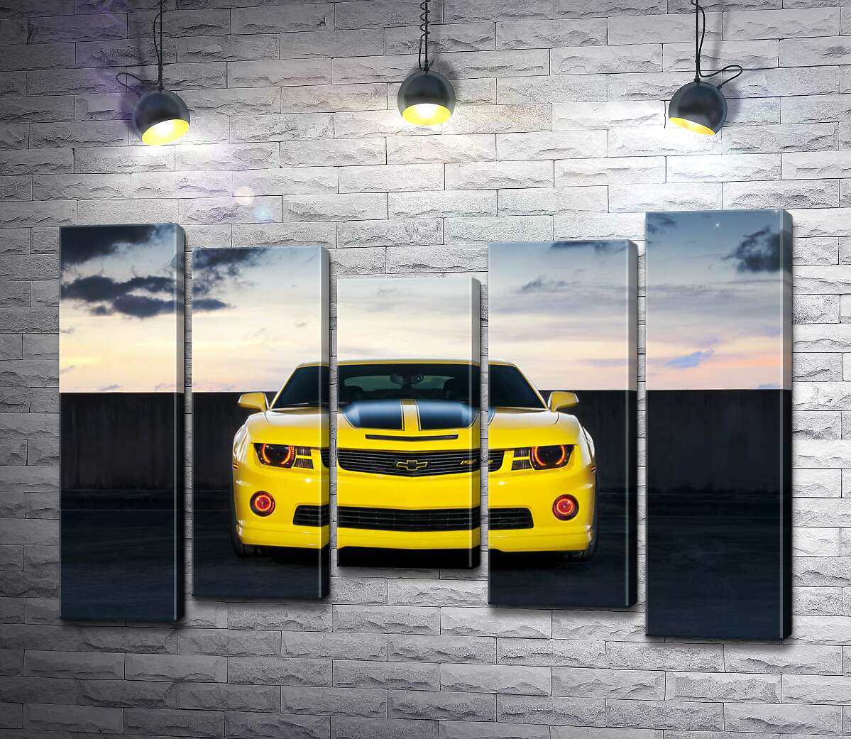 

Модульная картина ArtPoster Блеск желтой поверхности автомобиля Chevrolet Camaro 100x68 см Модуль №28