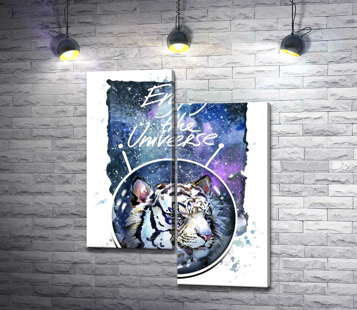 

Модульная картина ArtPoster Белый тигр с надписью "Enjoy the Universe" 50x65 см Модуль №5