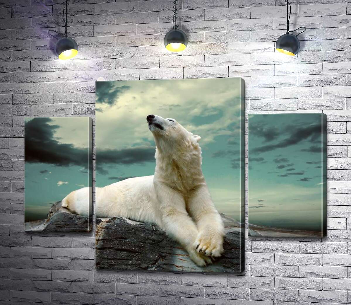 

Модульная картина ArtPoster Белый медведь отдыхает на камне 80x59 см Модуль №7