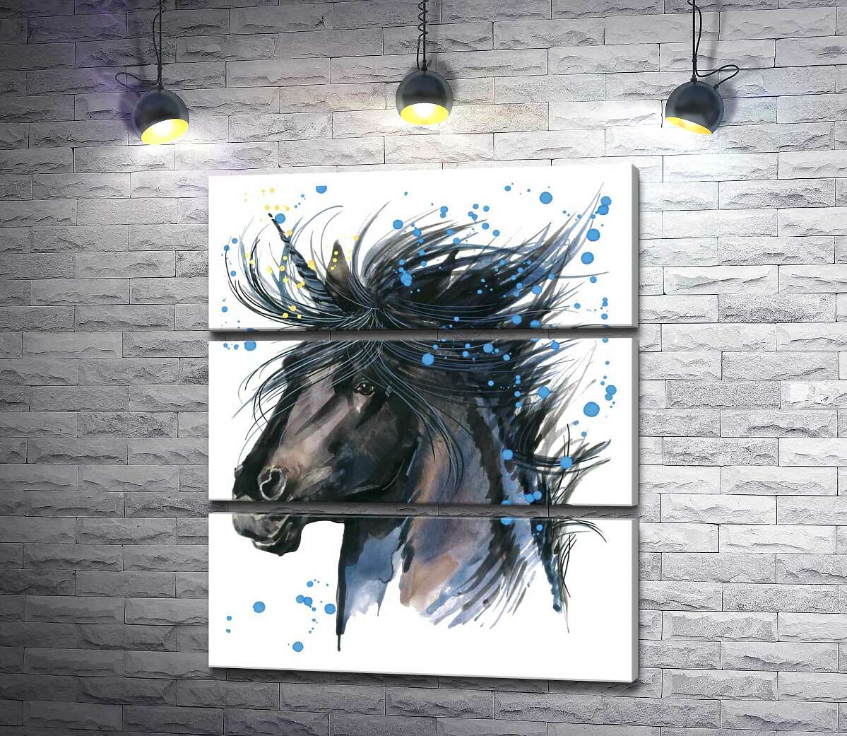 

Модульная картина ArtPoster Ветер развевает черную гриву единорога 130x156 см Модуль №13
