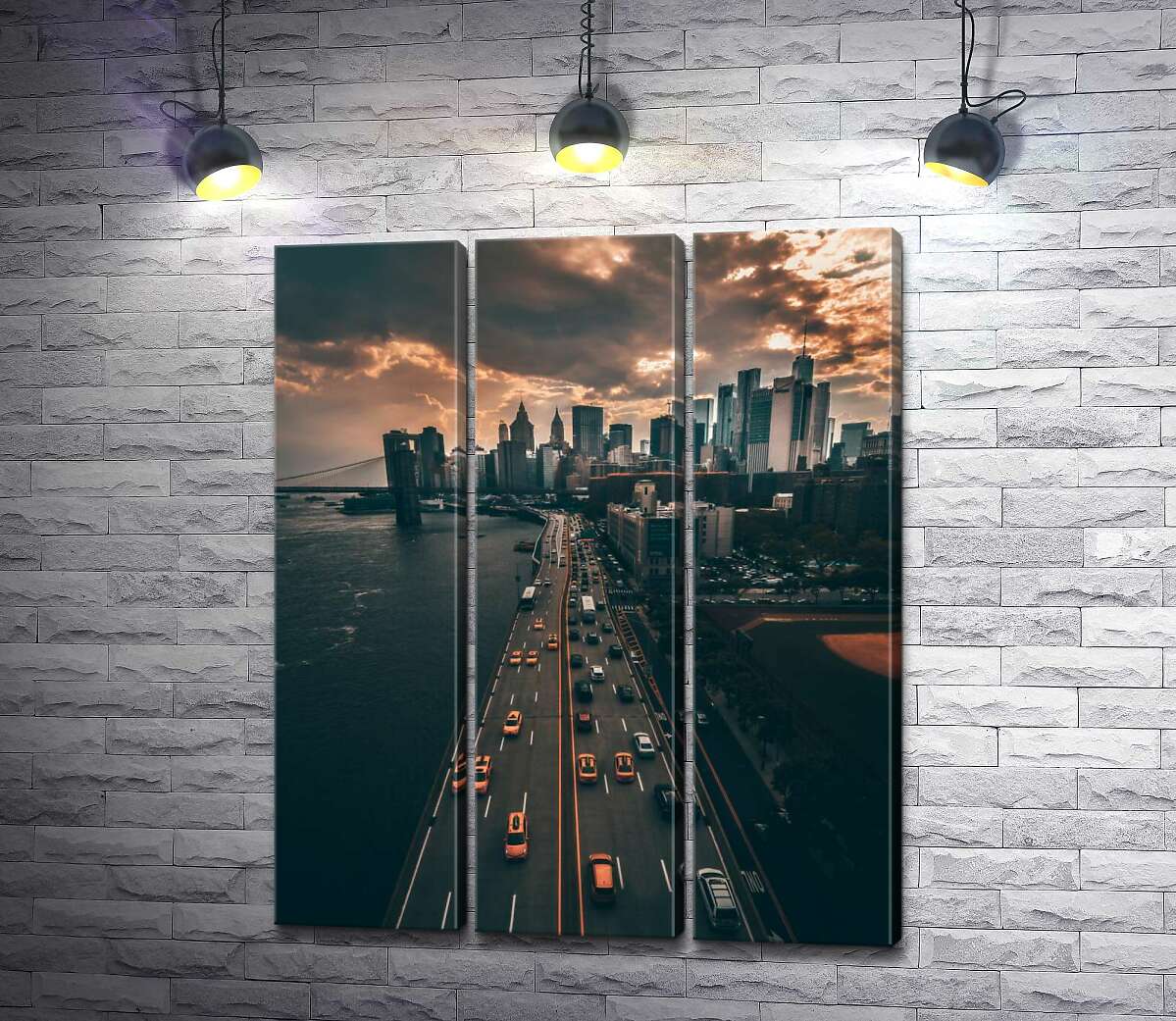 

Модульная картина ArtPoster Вид на облачный Сан-Франциско и темные воды у набережной 132x163 см Модуль №11