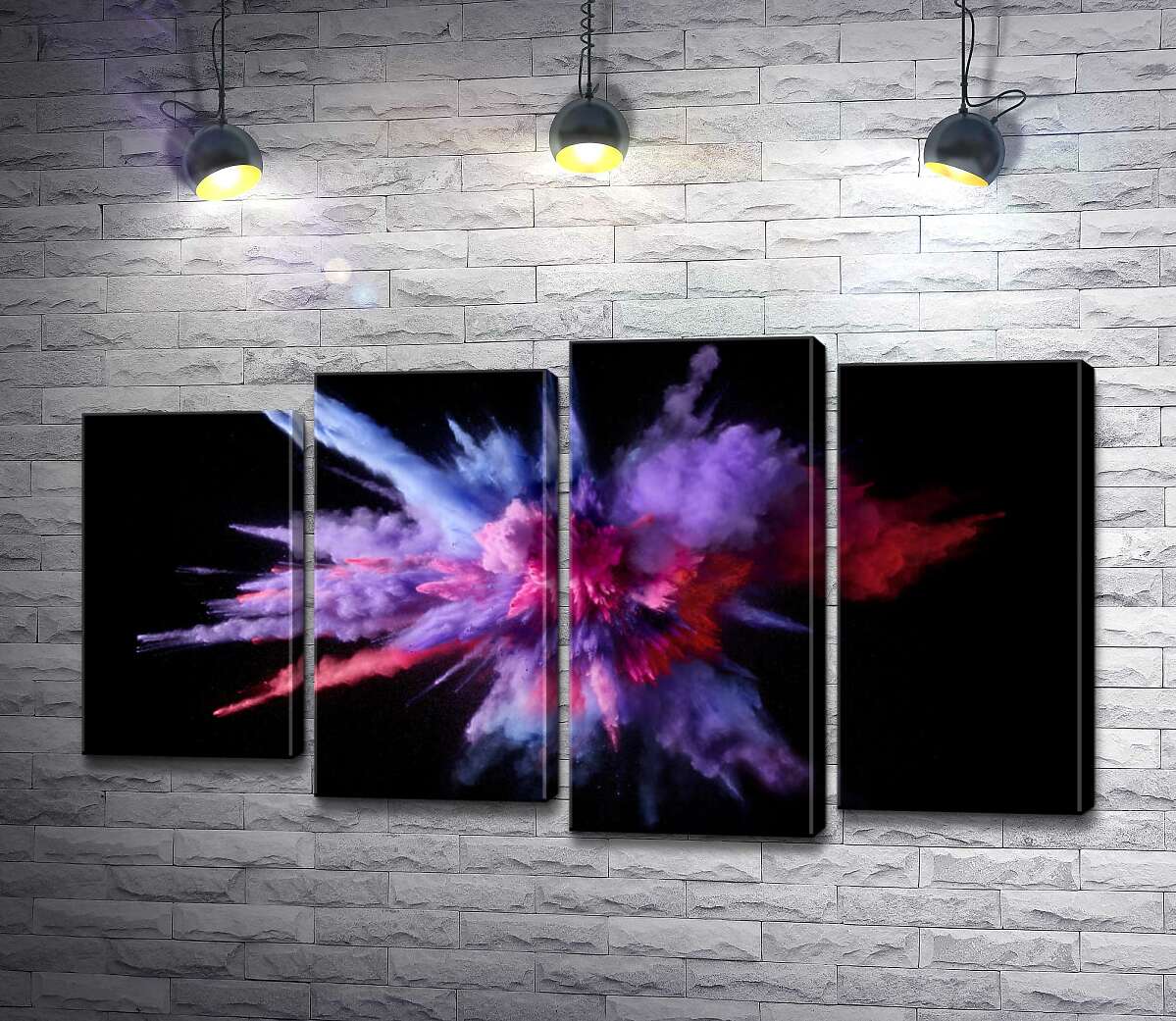 Модульная картина ArtPoster Взрыв цветов в черном пространстве 80x47 см ...