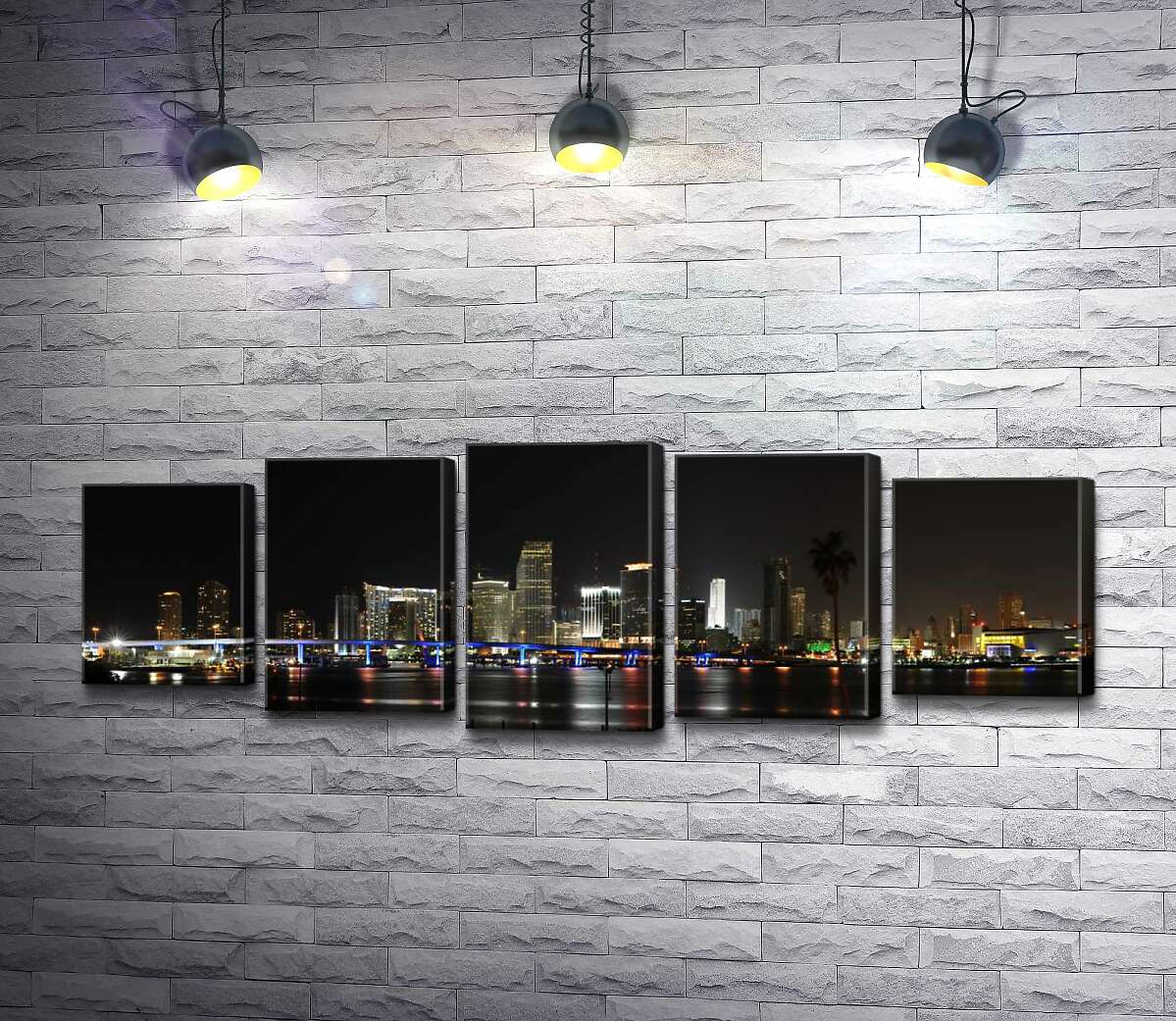 

Модульная картина ArtPoster Вид на "сердце" Майами - район Downtown Miam 130x47 см Модуль №26