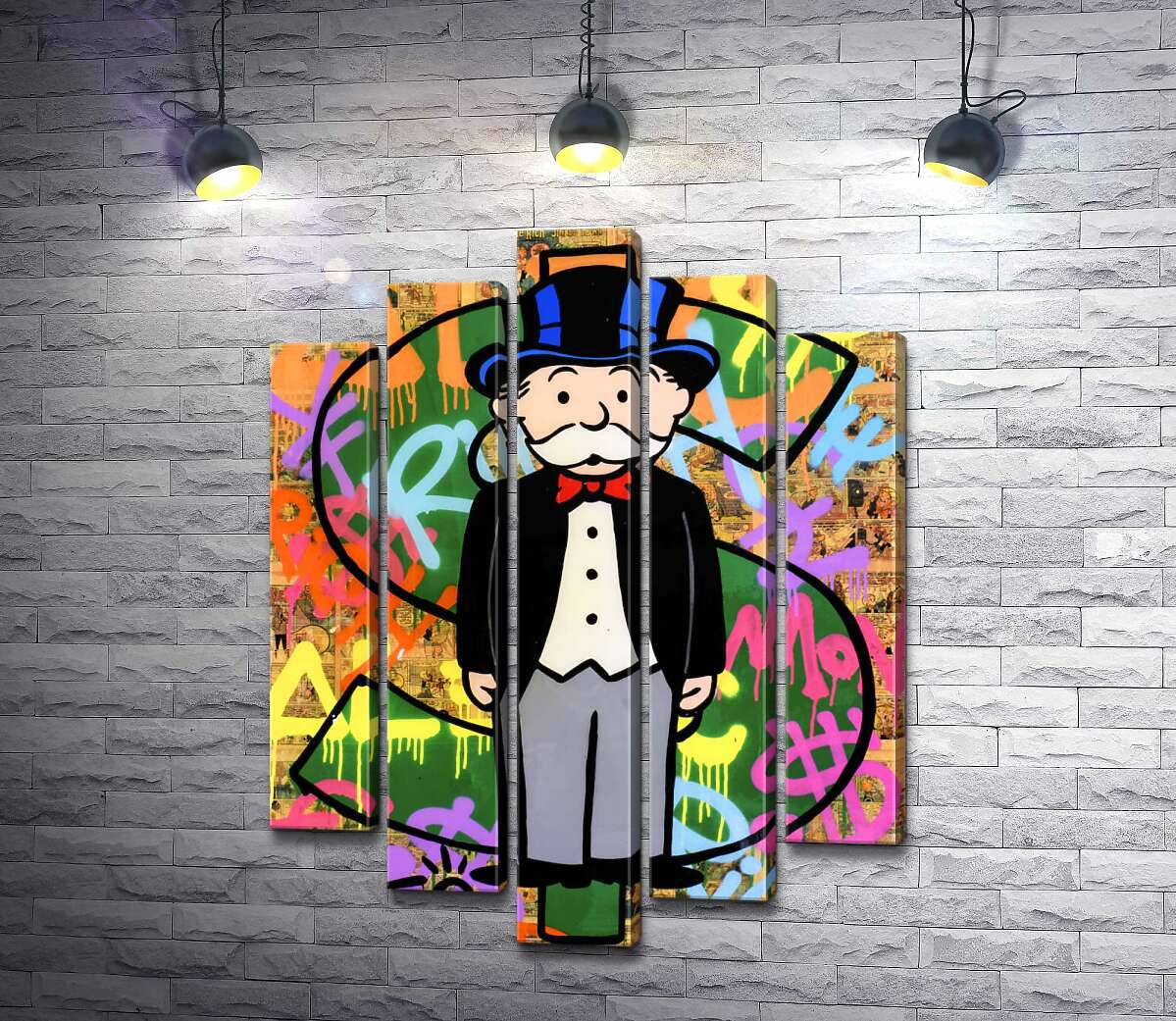 

Модульная картина ArtPoster Богатый дядя Пеннибергс (Rich Uncle Pennybags) – Алек Монополи (Alec Monopoly) 130x175 см Модуль №26