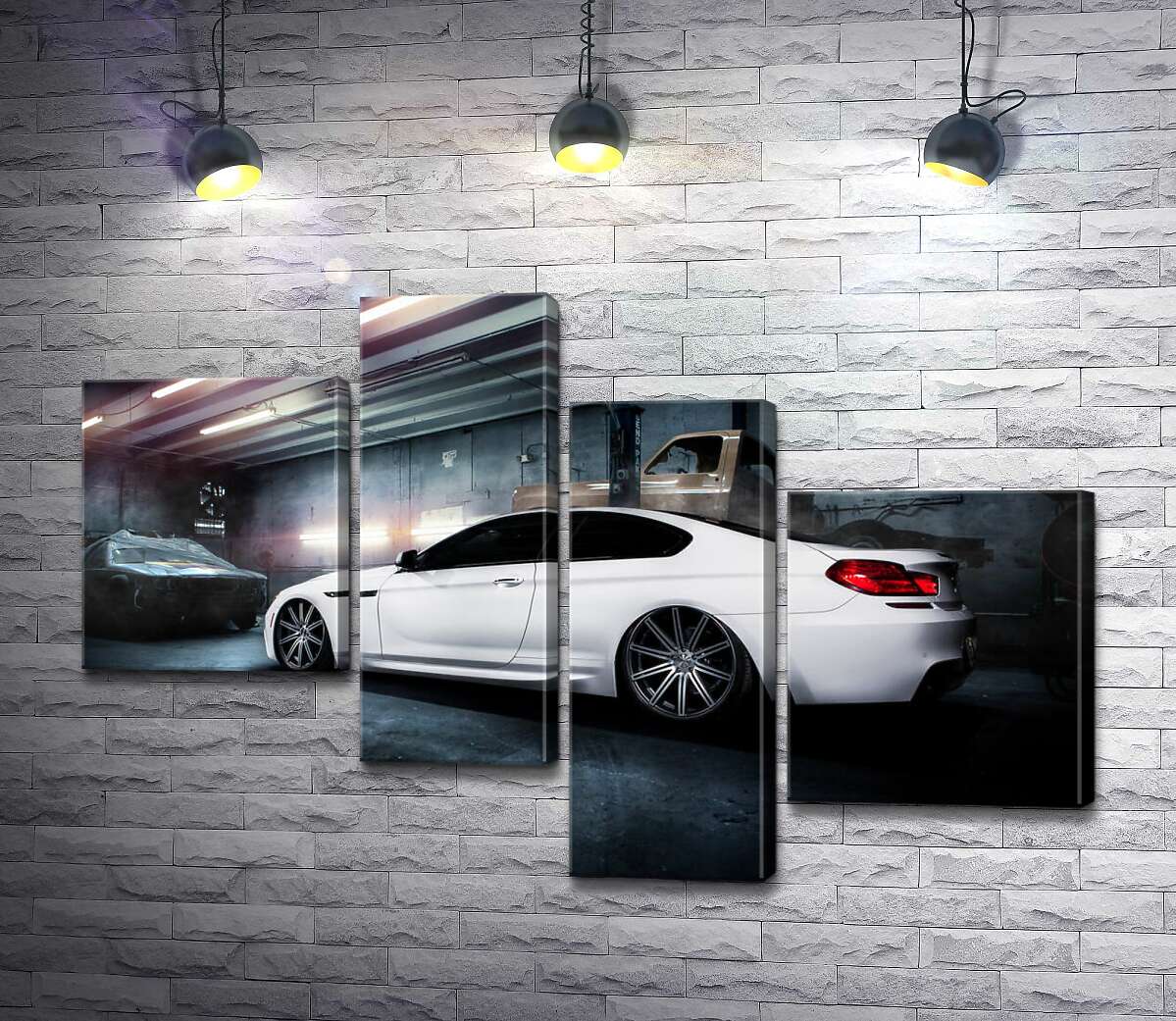 

Модульная картина ArtPoster Белый блеск автомобиля BMW M6 Gran Coupé 130x89 см Модуль №20
