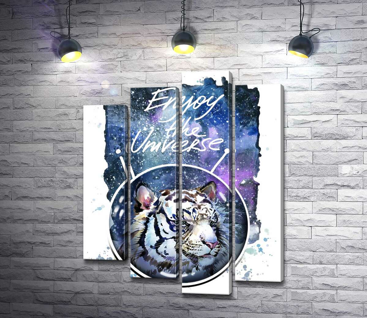 

Модульная картина ArtPoster Белый тигр с надписью "Enjoy the Universe" 100x130 см Модуль №21