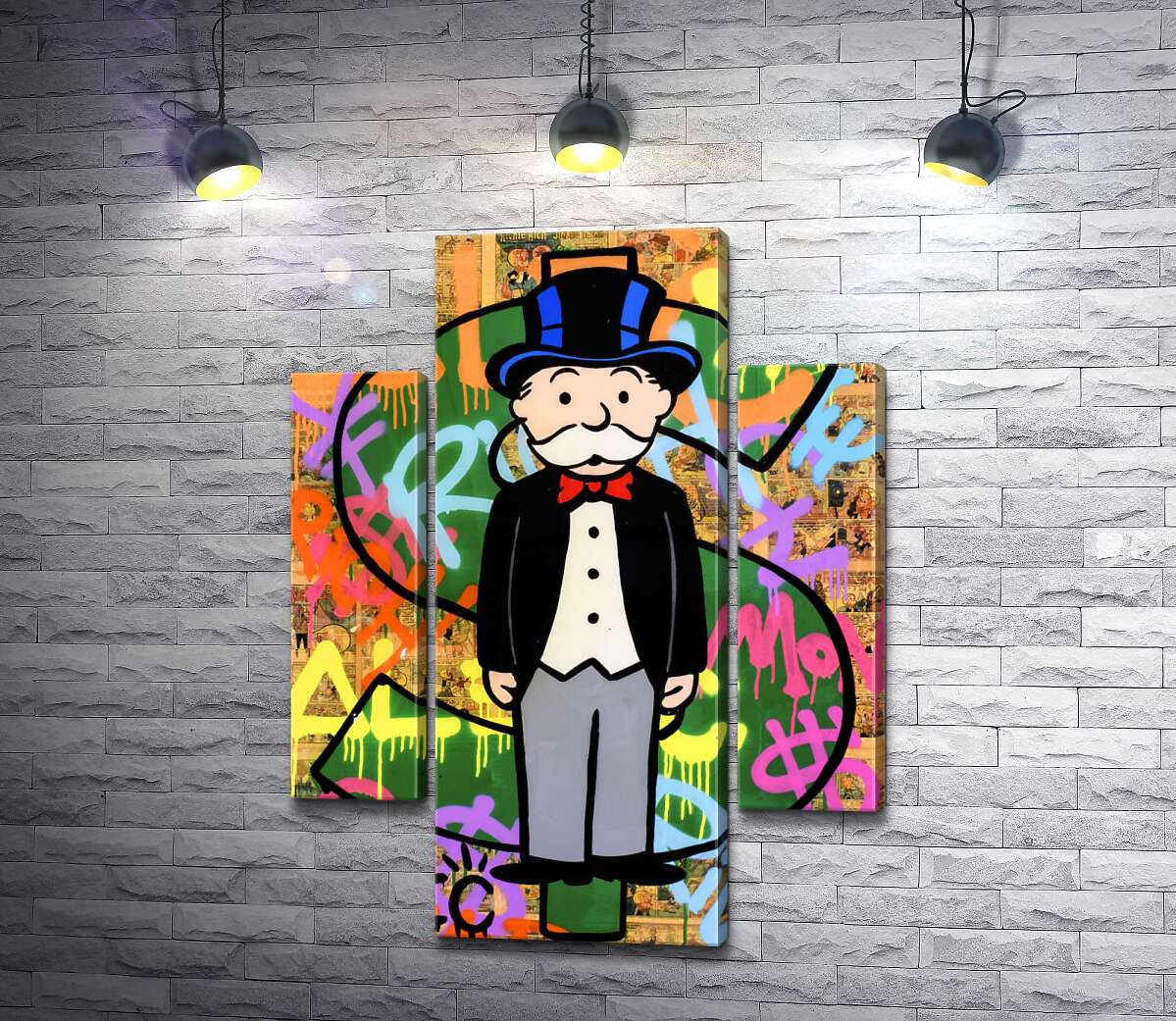 

Модульная картина ArtPoster Богатый дядя Пеннибергс (Rich Uncle Pennybags) – Алек Монополи (Alec Monopoly) 131x175 см Модуль №7