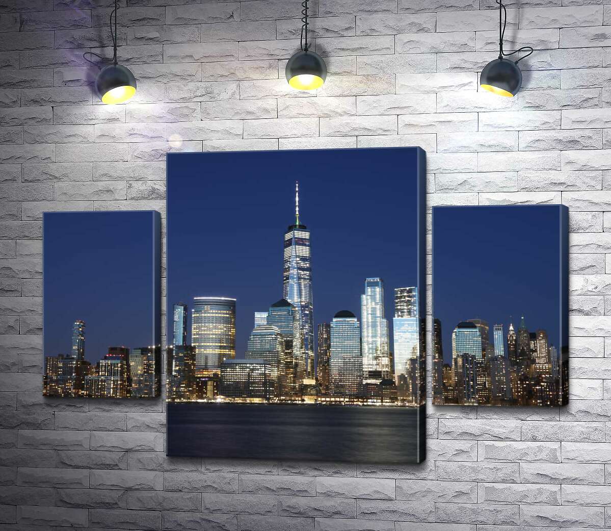 

Модульная картина ArtPoster Вид на ночные небоскребы Джерси-Сити (Jersey City) из вод реки Гудзон (Hudson River) 100x69 см Модуль №7