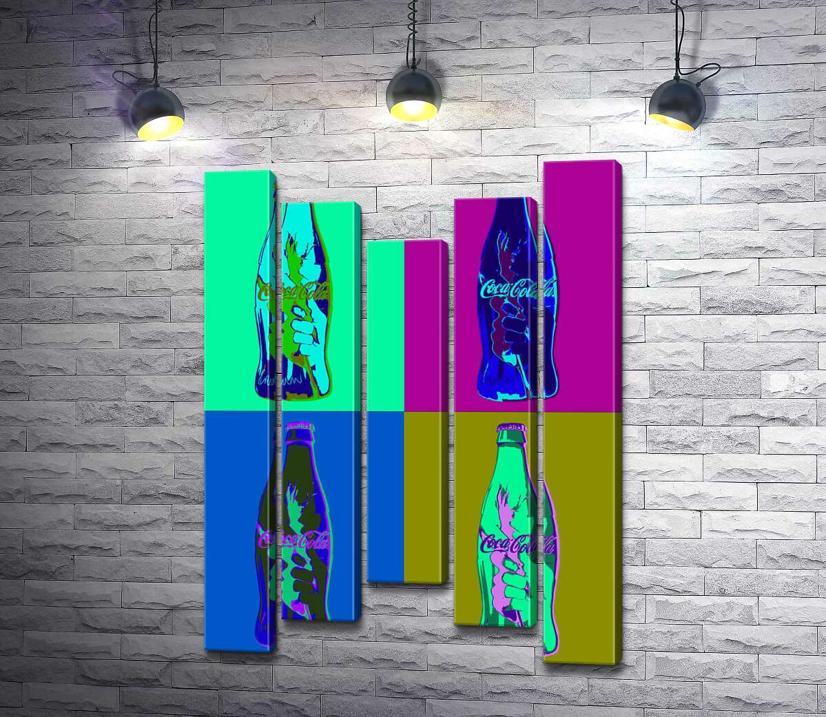 

Модульная картина ArtPoster Бутылки "Кока-колы" (Coca-cola) в неоновых цветах 100x144 см Модуль №28