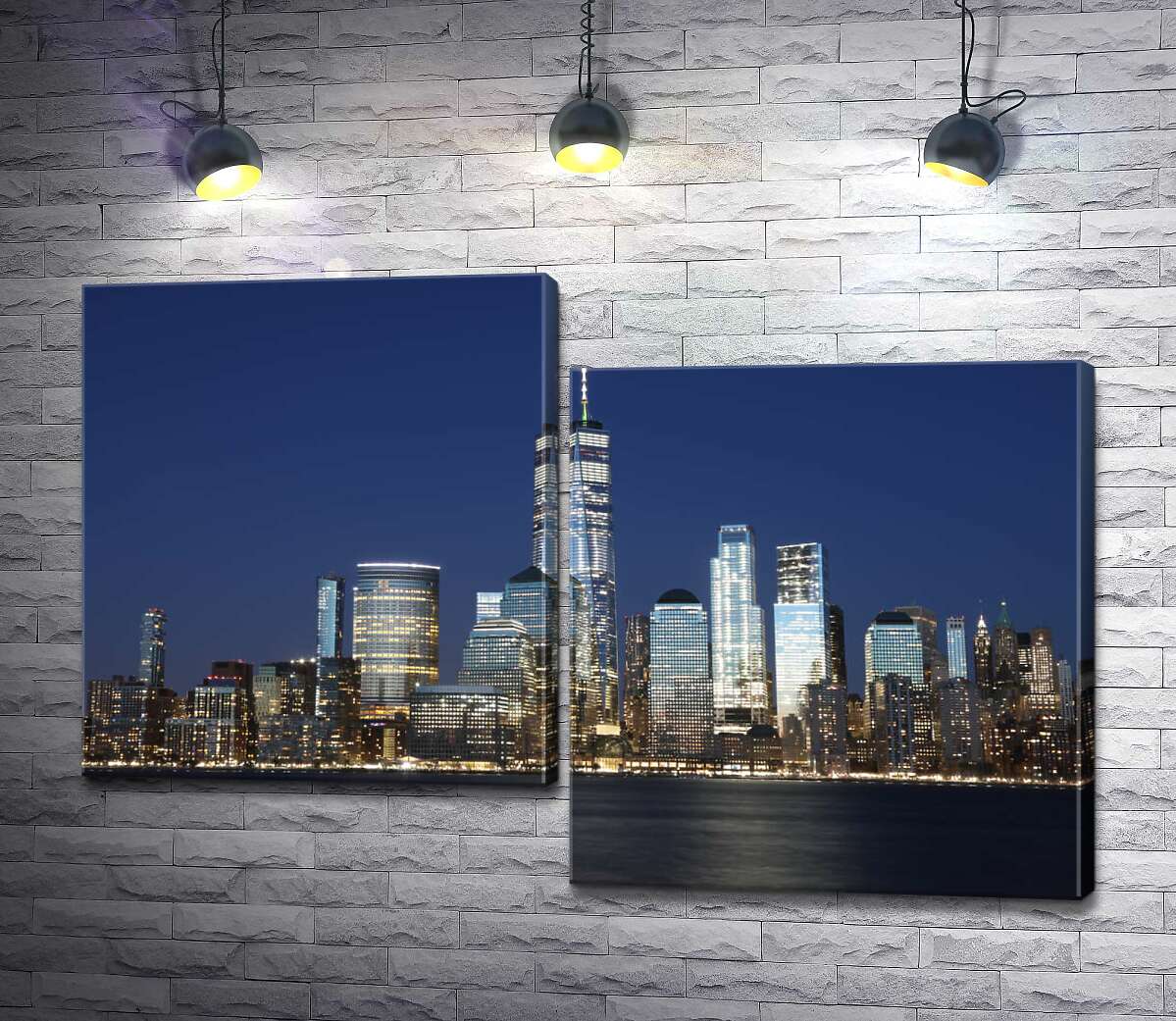 

Модульная картина ArtPoster Вид на ночные небоскребы Джерси-Сити (Jersey City) из вод реки Гудзон (Hudson River) 100x68 см Модуль №5