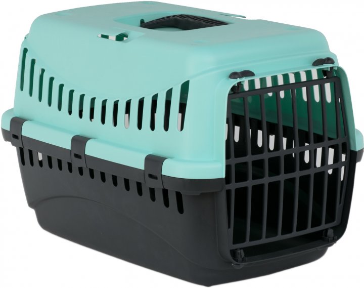 

Переноска - контейнер для кошек и собак пластиковая Animal carrier Черный/Голубой (П- 484)